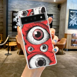 Clear TPU Phone Case with Scary Devil Eye Pattern - Pixel 9 Pro (A1)