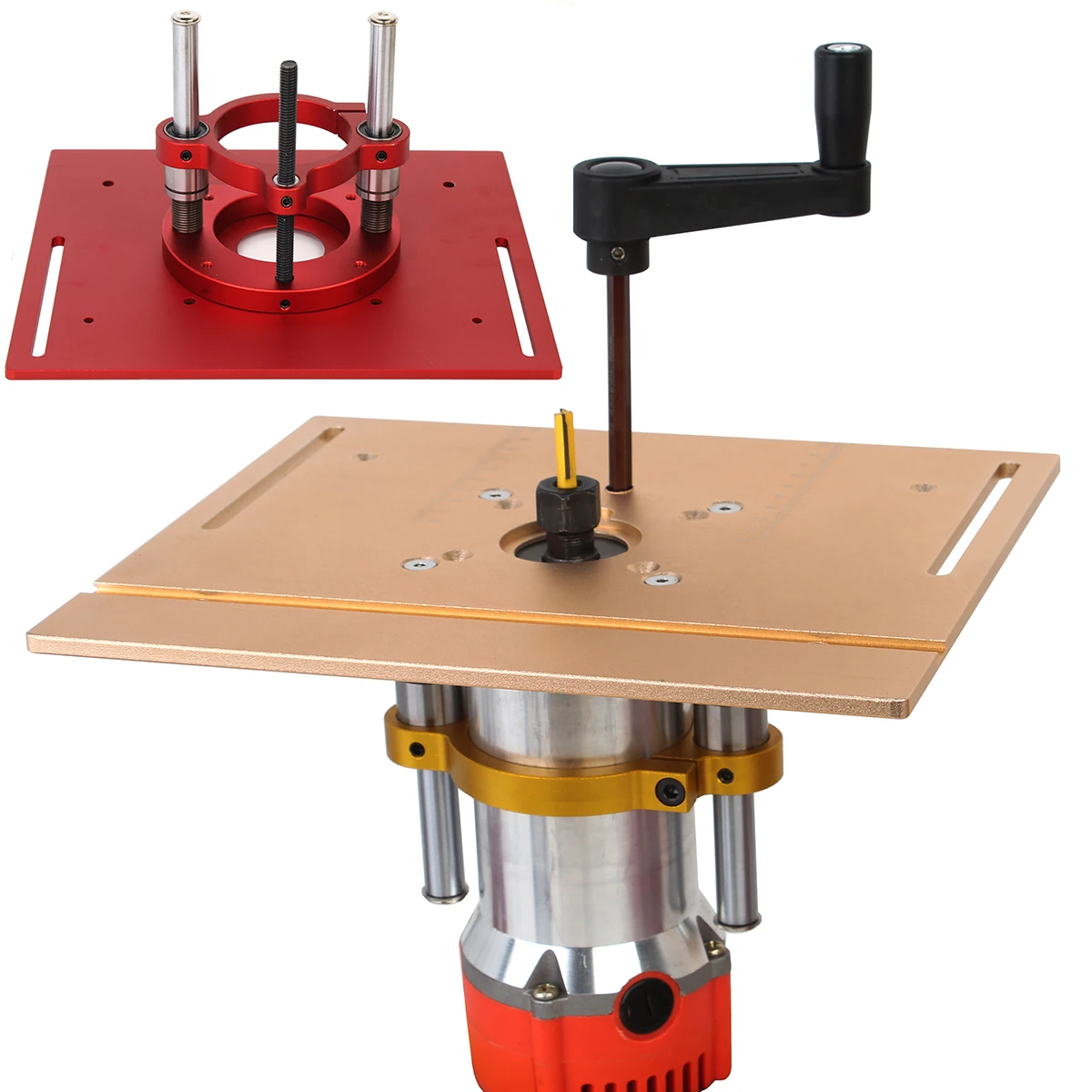 

Router Table Lift Motors Engraving Router Kit Woodworking Router Aluminum 65mm for Diameter Plate W/ Trimmer Workbench Machine