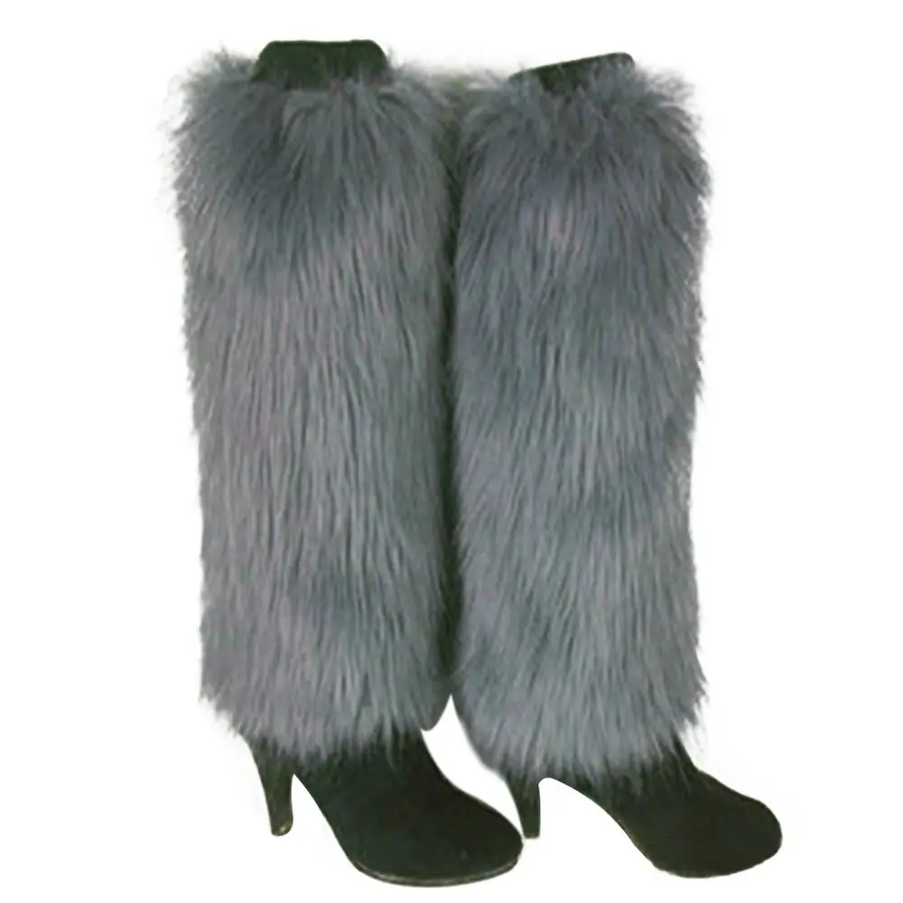 Winter Kunst pelz Stiefel Socken weiche warme Beinlinge pelzigen Lolita Punk Knöchel wärmer Frauen Mädchen – Detail 12