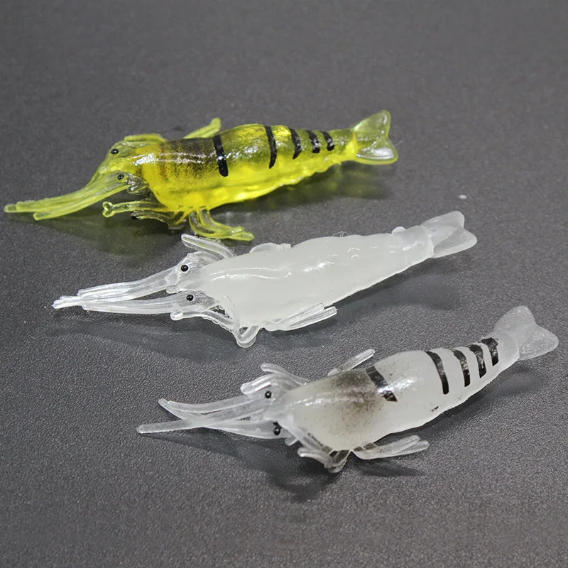 10PCS Soft Simulation Shrimp Prawn Lure 4cm/0.9g Fake Shrimp Bait Artificial Fishing Bait Crankbaits Wobblers for Trolling