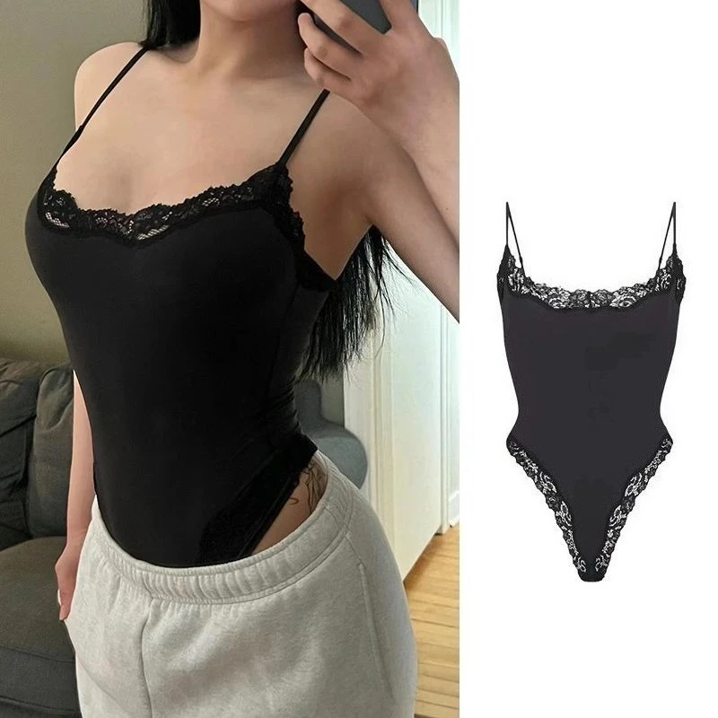 sleeveless hollow bodysuit front view