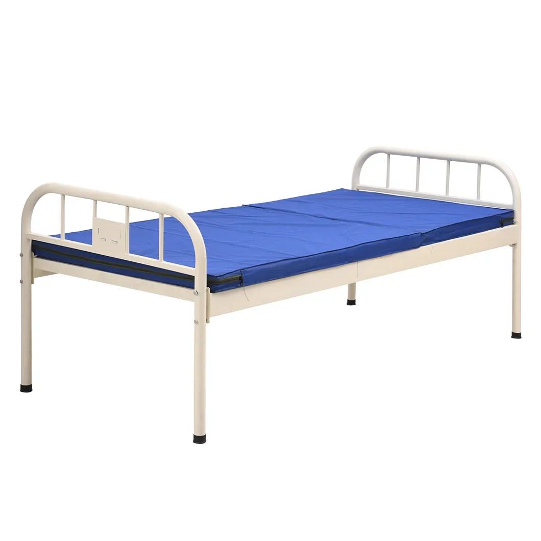 

Медицинская Клиническая мебель по самой низкой цене, ручная плоская кровать для пациента с металлическим порошковым покрытием, стальная плоская кровать