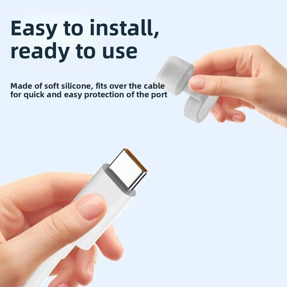 10Pcs Silicone Type-C Cable Dust Plug Cover Dustproof Anti-Lost Data Line Protector Cap Durable Charging Port Dust Plug