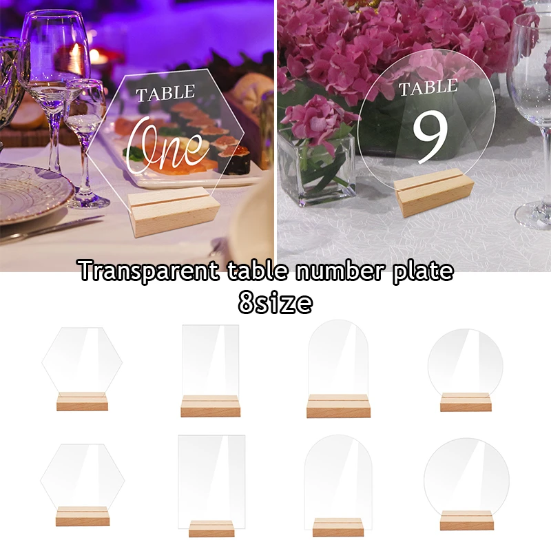 Acrylic Table Sign Holder With Wooden Base place card holders place cards acrylic sign holders For Wedding Table Sign Number Place Card Display Stand Restaurant Hotel