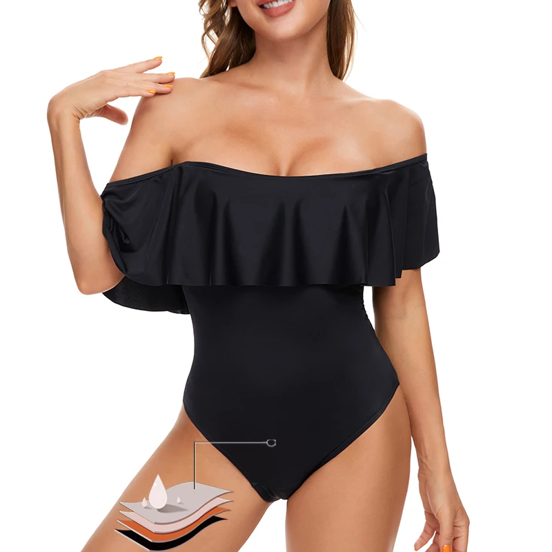 Women's Sexy Solid Menstrual Absorbent Swimsuit One-Piece Swimsuit Designed for Menstrual Period Physiological Swimsuit 5