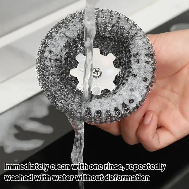 Brosse de cuisine en acier inoxydable, avec poignées, boule métallique pour la vaisselle, épurateur métallique robuste, outil de nettoyage de casserole domestique, 5/1 pièces 4