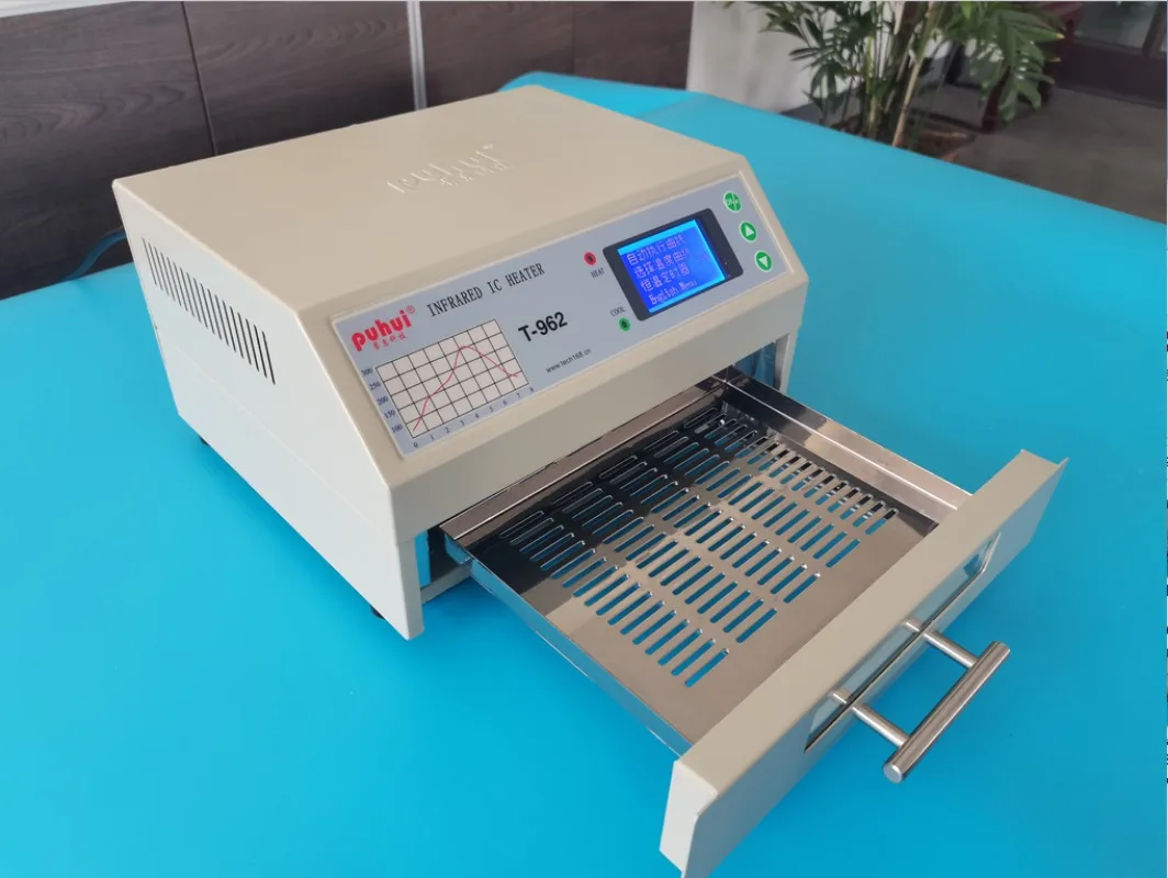 Soldering Station Soldering Tool PUHUI T-962 110V-240V Reflow Equipment T-962 Infrared Reflow With Smoke Channel Oven Furnace IC Heater BGA Rework Station