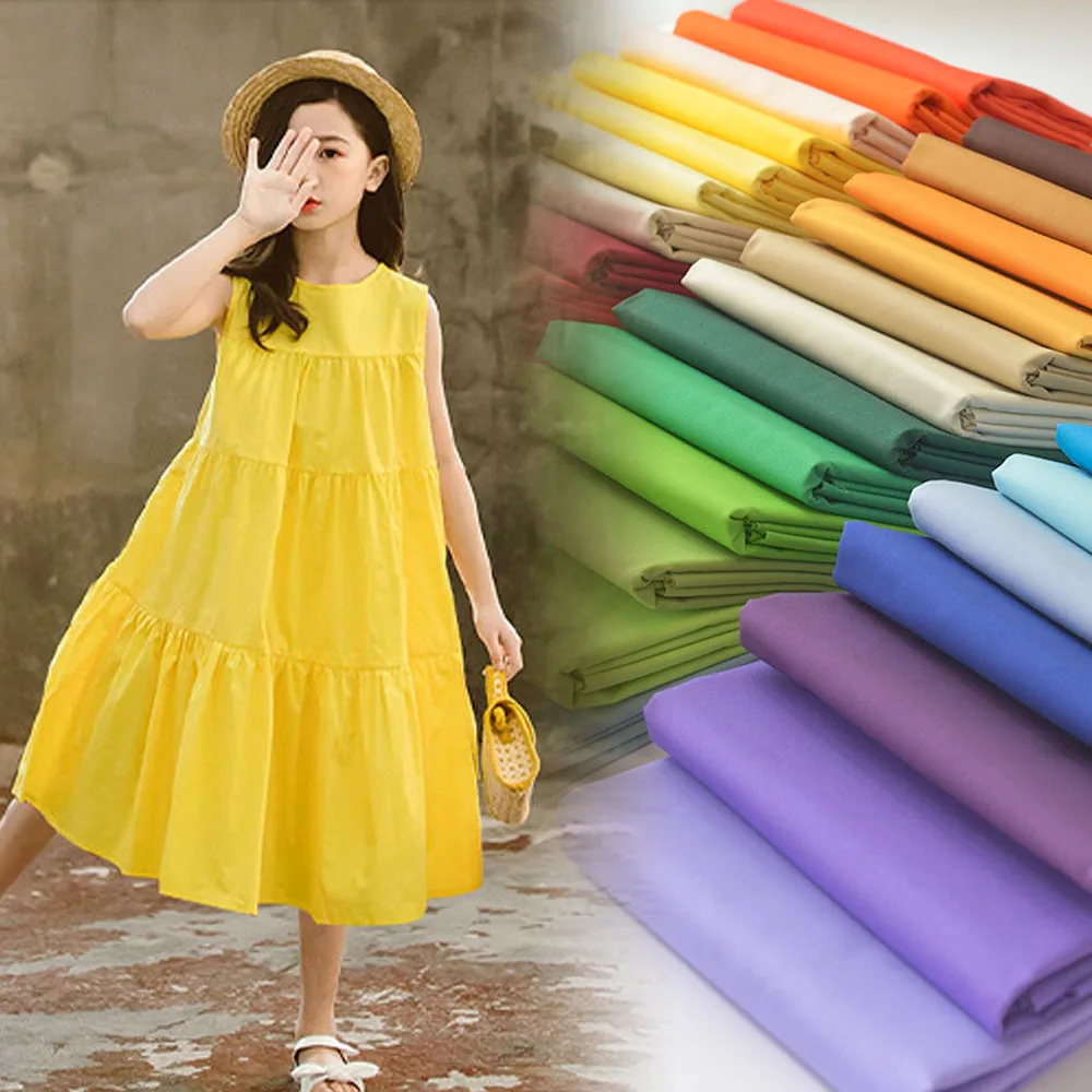 140*50cm Pure Color Cotton Poplin Fabric For Sewing Women Dress Baby Clothes Shirt Skirt Handmade Patchwork Cloth DIY Handicraft