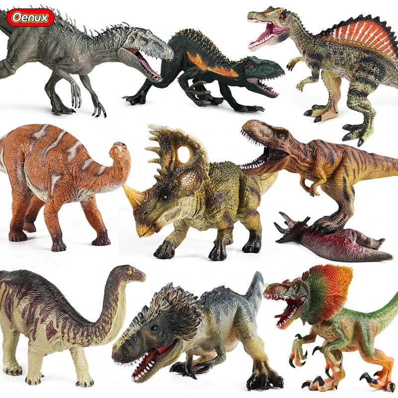 

Oenux New Prehistoric Jurassic Dinosaur Model T-Rex Pterosaur Raptor Sinoceratops Action Figures PVC Decor Collect Toy Kids Gift