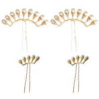 4 Pcs Pearl Hairpin Chinese Style Headdress Rhinestone Vintage Retro Hair Accessories 5 9 Rows Pearls Easy Hold Hairstyles 1