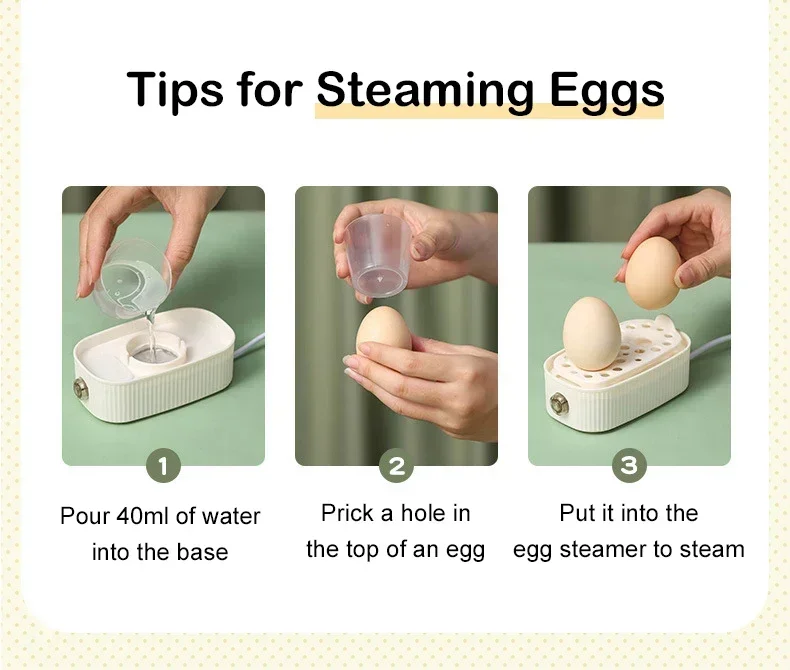 Description Picture 6 of item120W 220V Electric Egg Boiler Poacher Automatic Power Off Mini Breakfast Machine Egg Cookers 2 Eggs Portable Food Steamer