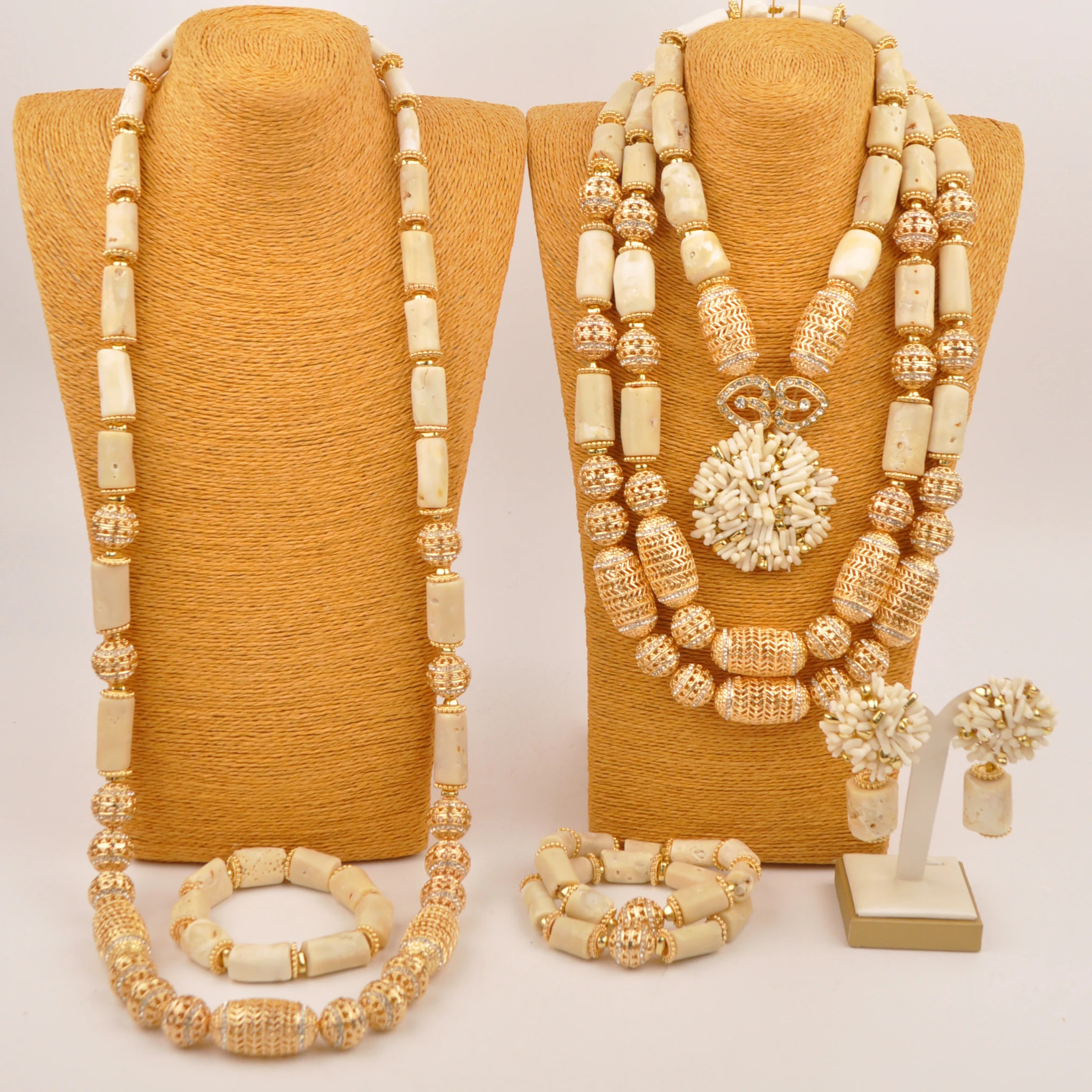 african-wedding-beads-white-natural-coral-jewelry-set-for-couple