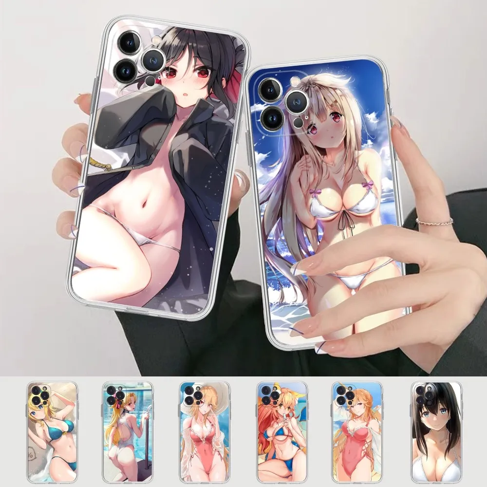 

Summer sexy anime girl Phone Case For iPhone XR X XS Max 14 13 Pro Max 11 12 Mini 6 7 8 plus SE 2020 Printing Cover