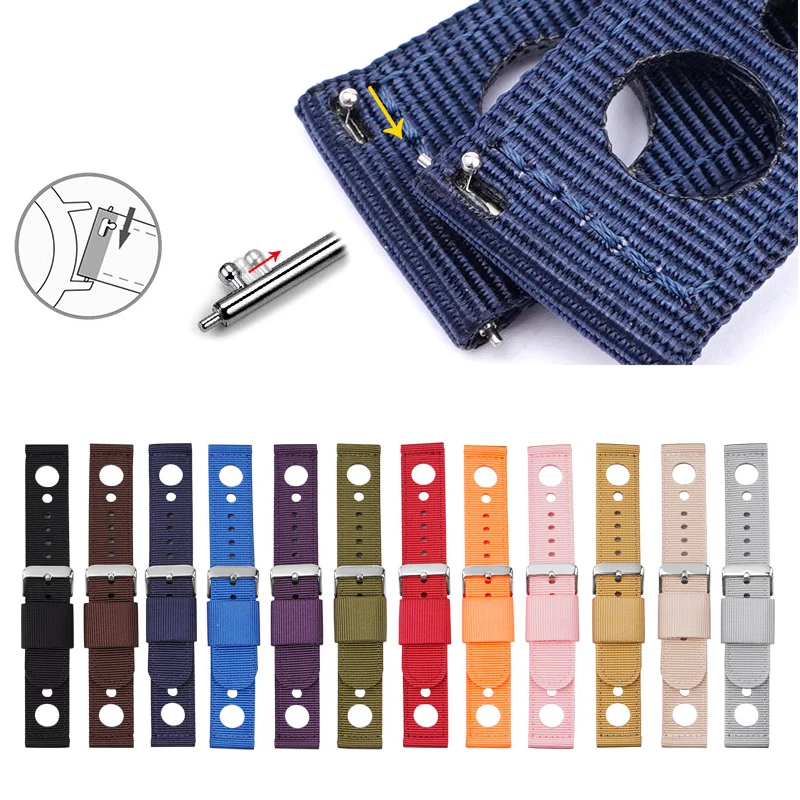 

20mm Super Breathable Solid Color Nylon Strap for Samsung Watch Band Replacement Black