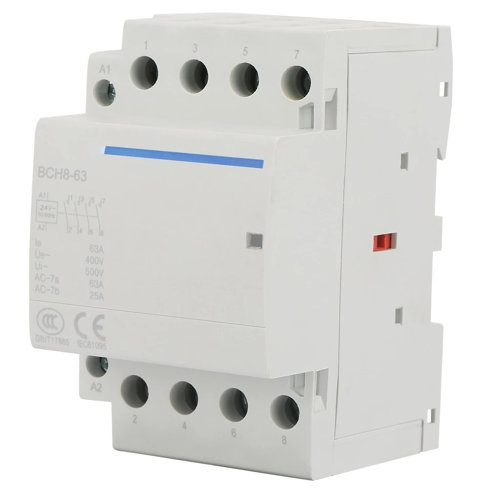 4P 63A 24V AC 접촉기 가정용 AC 접촉기 가정용 전기 기술자 전자 산업을 위한 보안 전기 스파크