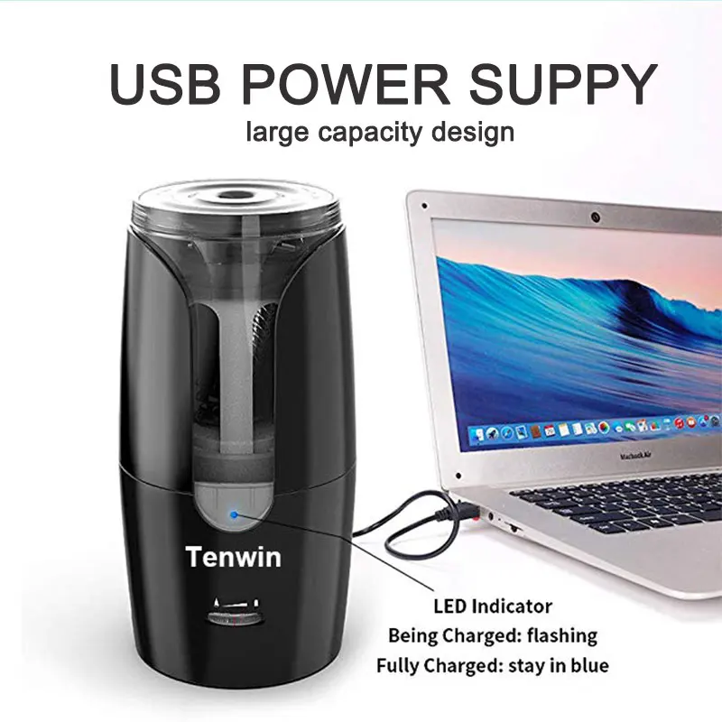 

Автоматическая электрическая точилка Tenwin для карандашей, мощная Механическая точилка для детей, канцелярские принадлежности для офиса и школы