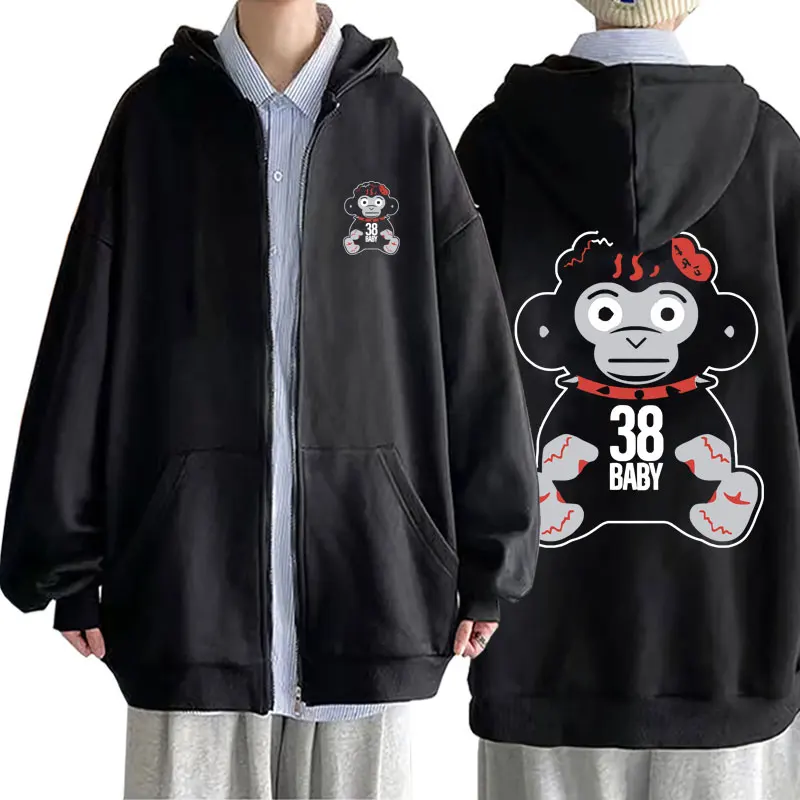 

Singer Youngboy Never Broke Again Colorful Monkey Gear 38 Baby Print Zipper Hoodie Men's Zip Up Jacket Men Oversized Sweatshirt