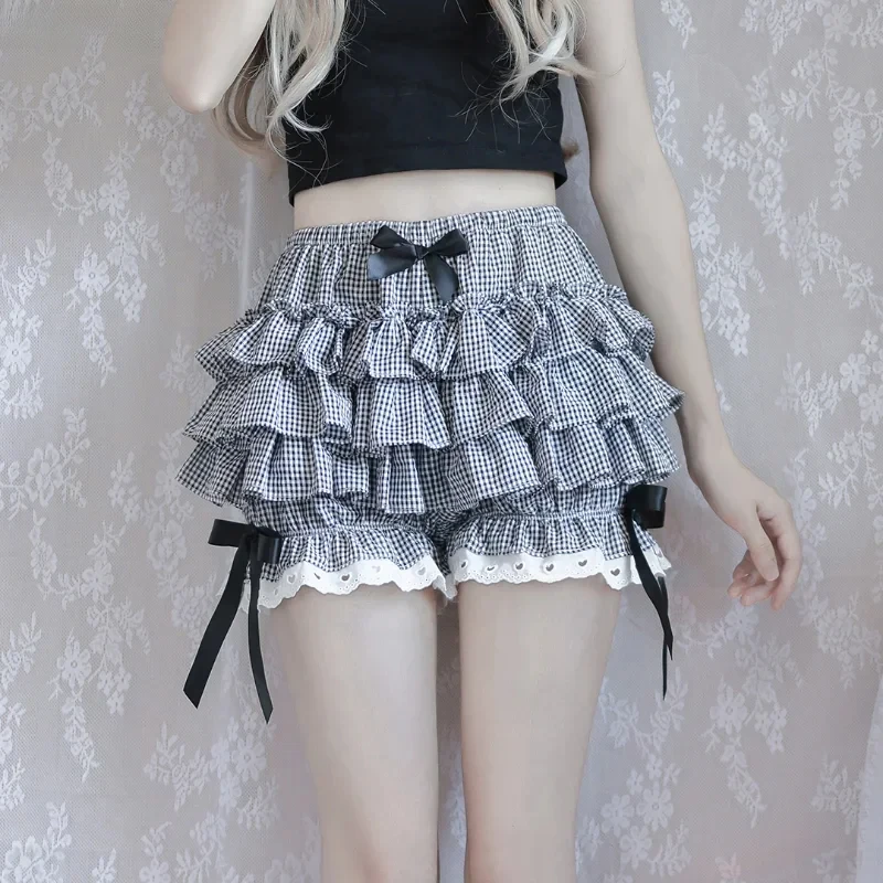Sweet Lace Ruffles Women Lolita Safety Shorts Pants Cute Victorian Knickers Cotton Princess Underpants Girl Harajuku JK Bloomers