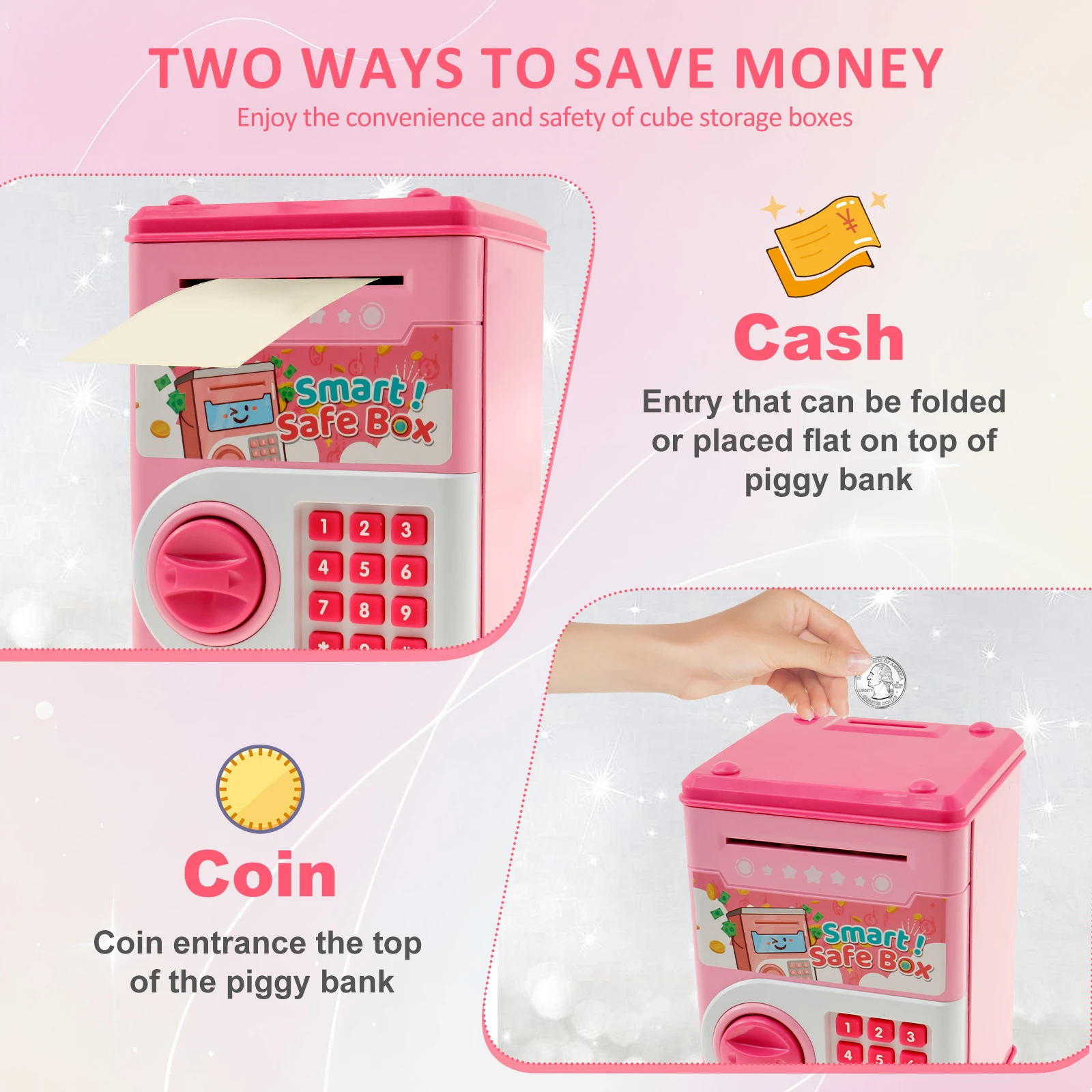 Electronic Piggy Bank Password Roll Money Box Automatic Induction Saving Coin Cash Safety Box Pretend Play Toy Children Gift