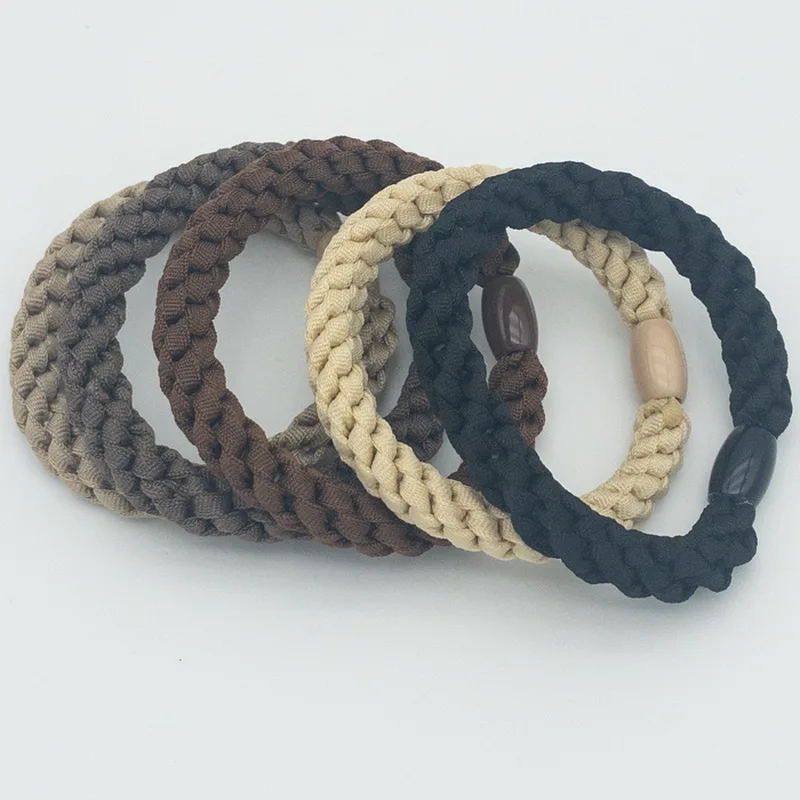5 teile/satz Frauen dicke Gummibänder für Haare braun Scrunchie Mädchen schwarze Haar gummi Pferdes chwanz Halter Haar Seil Haar bänder Großhandel – Detail 2