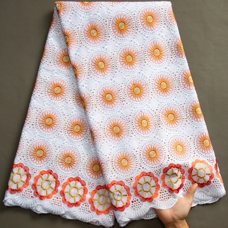 

African Lace Fabric 2023 High Quality Embroidery Cotton Swiss Voile Lace Fabric Nigerian Dress for Women Wedding Party Sew A3467