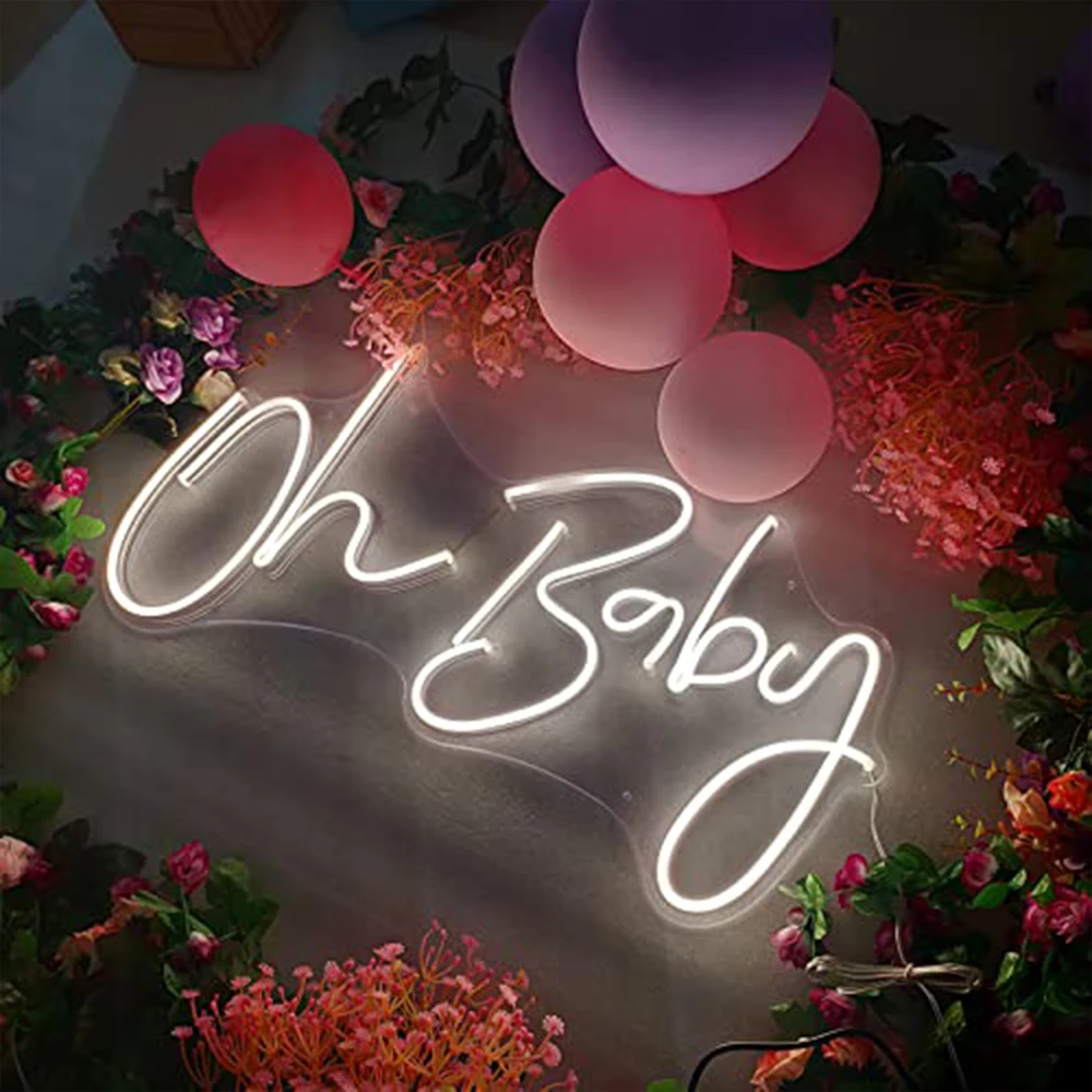 Oh Baby Neon Sign Bedroom Wall Decoration Neon Light Girl Wedding Background Sign Baby Room Children's Room Background Decor