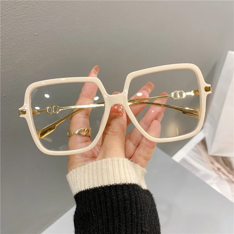 Fashion Oversized Square Eyewear Retro Women's Anti-blue Light Bloking Metal Frame Glasses Trend Optical Computer Eyeglasses - Image 6