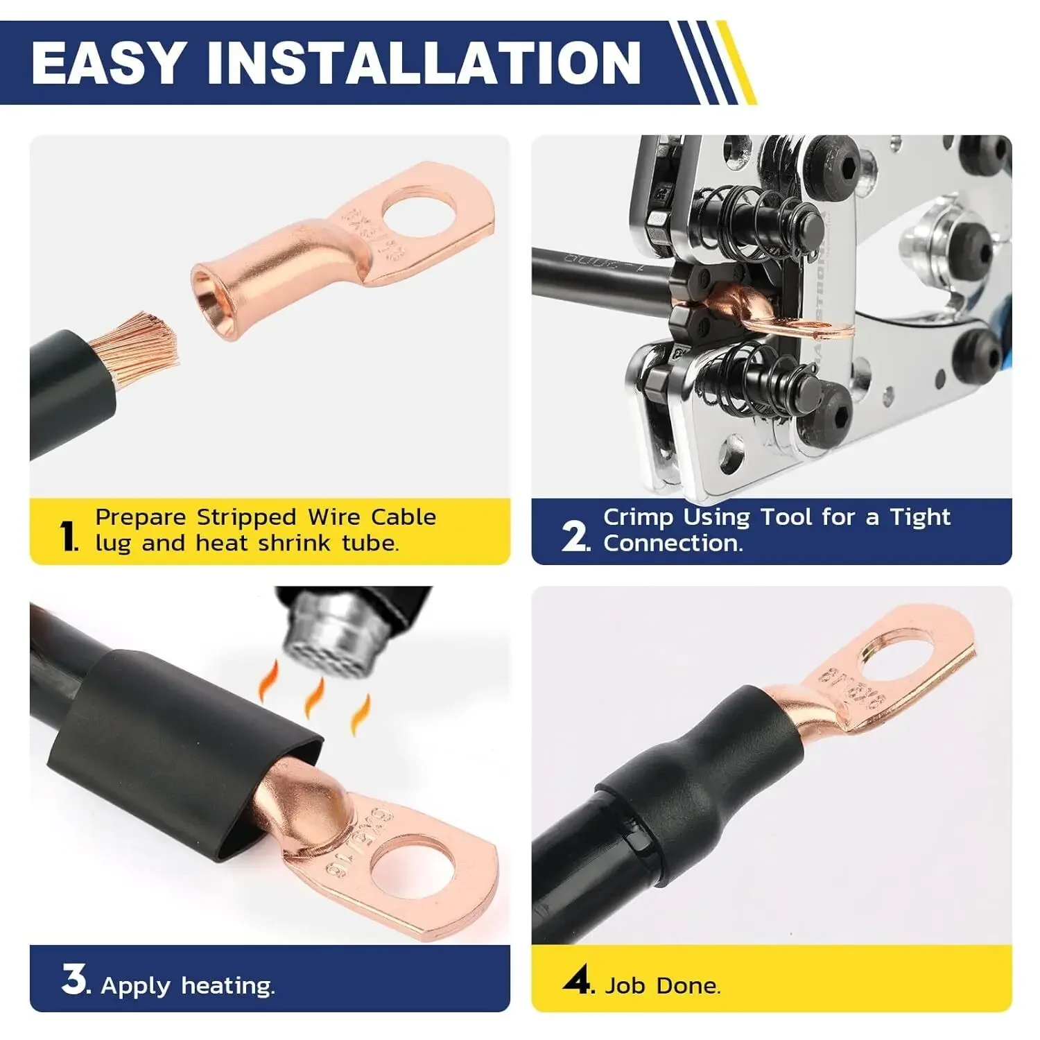 10PCS Copper Ring Terminal Connectors with Heat Shrink Tubing 6