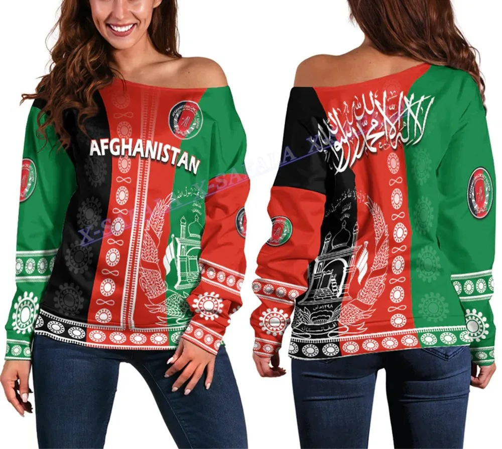 

Afghanistan South Africa Pakistan Australia Cricket 3D Printed Women Off-Shoulder Casual Long Sleeve Sweatshirt Pullover Jumper