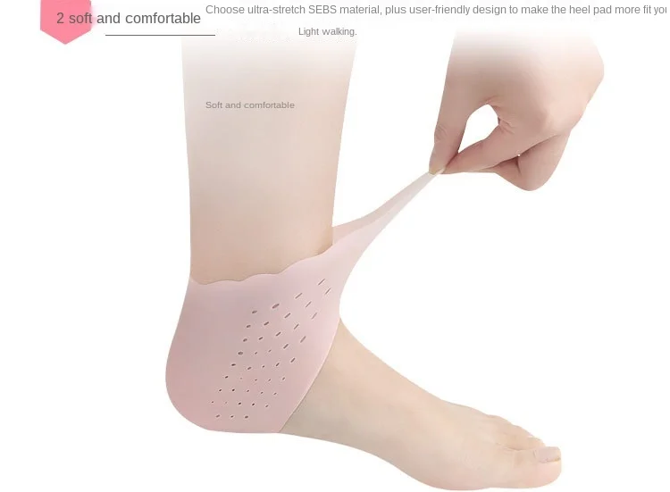 2Pcs Silikon Fußpflege Socken Feuchtigkeitsspendende Gel Ferse Dünne Socken mit Loch Rissige Fuß Hautpflege Protektoren Spitze Ferse abdeckung – Detail 5