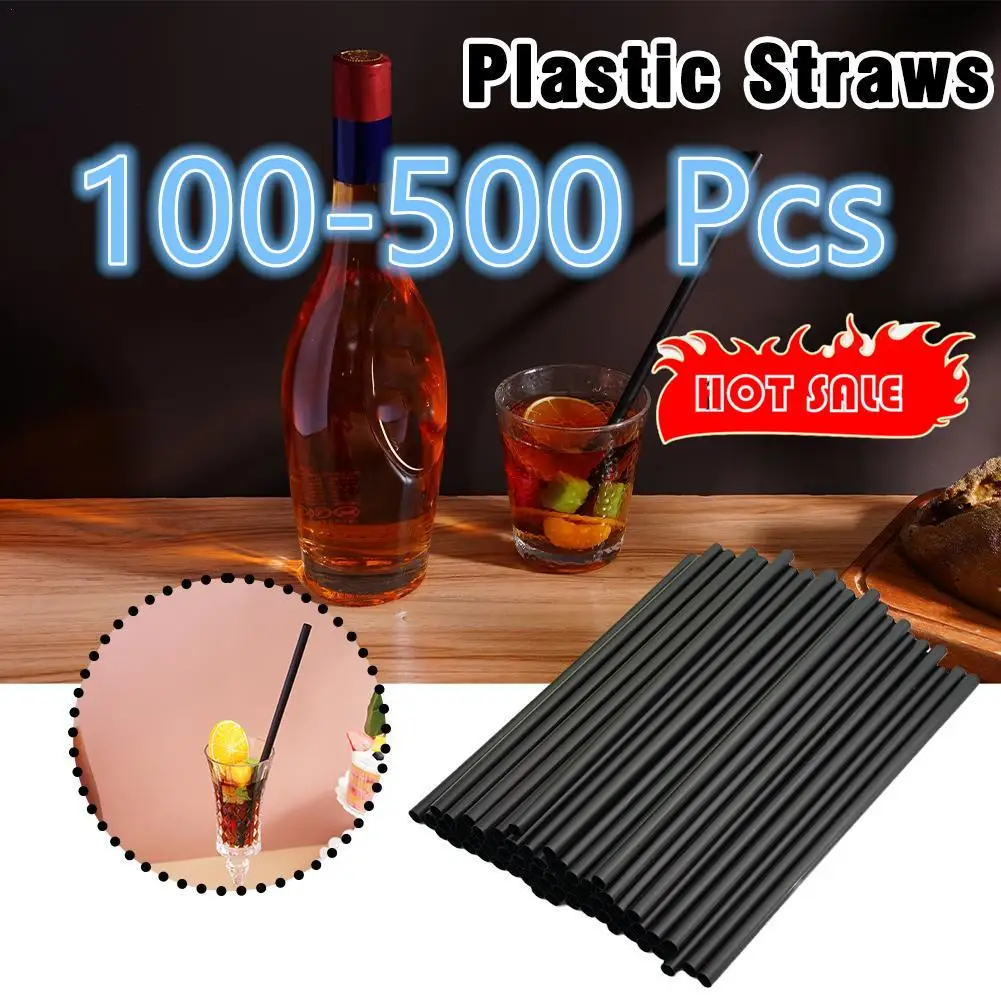 100-500PCS Colorful & Black Drinking Kunststof Straws Bar Party Wedding Kitchen Pajitas Beverage Straw Wholesale