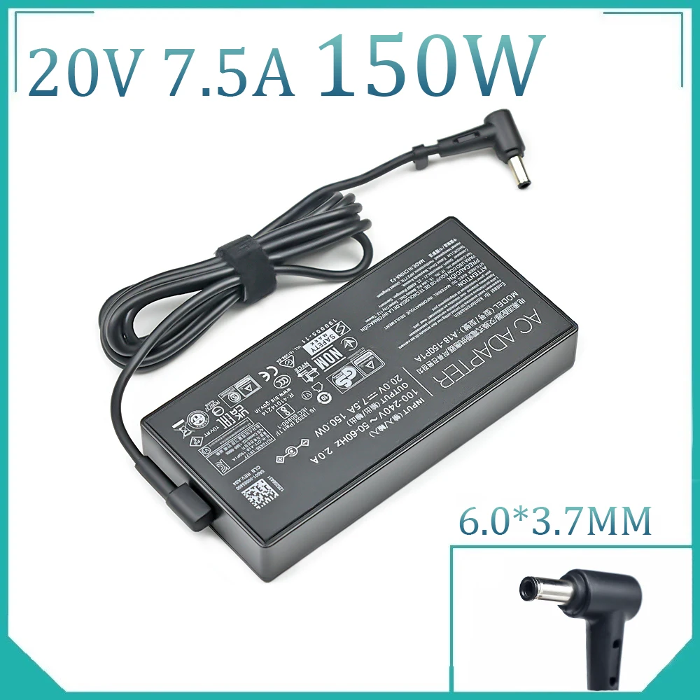 Adaptador de Alimentação Adp150ch b para Jogos Tuf Carregador Portátil 150w 20v 7.5a 6.0×3.7 mm Fx705dt Fx505d Fx505du Fx505dt A18-150p1a Adp-150ch