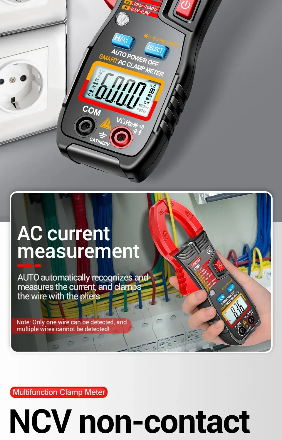 ANENG CM81 Digital Clamp Multimeter - AC/DC Voltage, Current, Resistance, Capacitance, and Diode Tester High-performance, auto-ranging digital clamp multimeter for precise measurements of AC/DC voltage, current, resistance, capacitance, and diode testing. High-performance, auto-ranging digital clamp multimeter for precise measurements of AC/DC voltage, current, resistance, capacitance, and diode testing. Sb139a402ee384a2bb98d1d31253ec4daY -