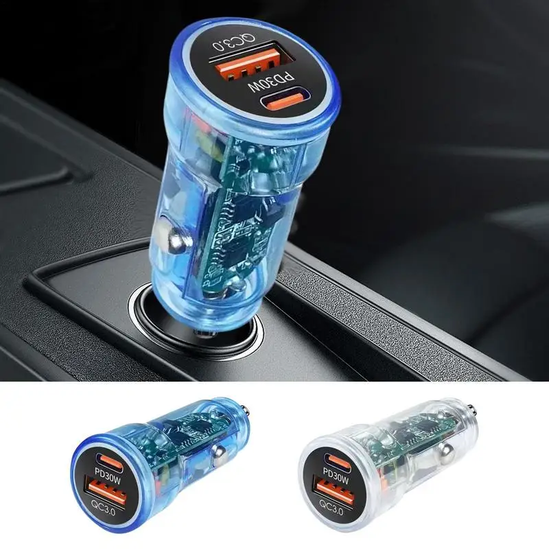 

Car Charger Fast Charging 48w Dual Port Intelligent Pd Transparent Super Fast Charging Adapter Car Charger Adapter Fast Charging