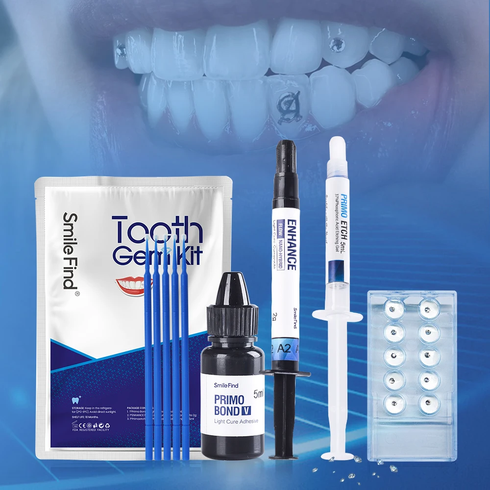 Diy Tooth Gem Kit With Curing Light And Glue Crystals Teethjewelry