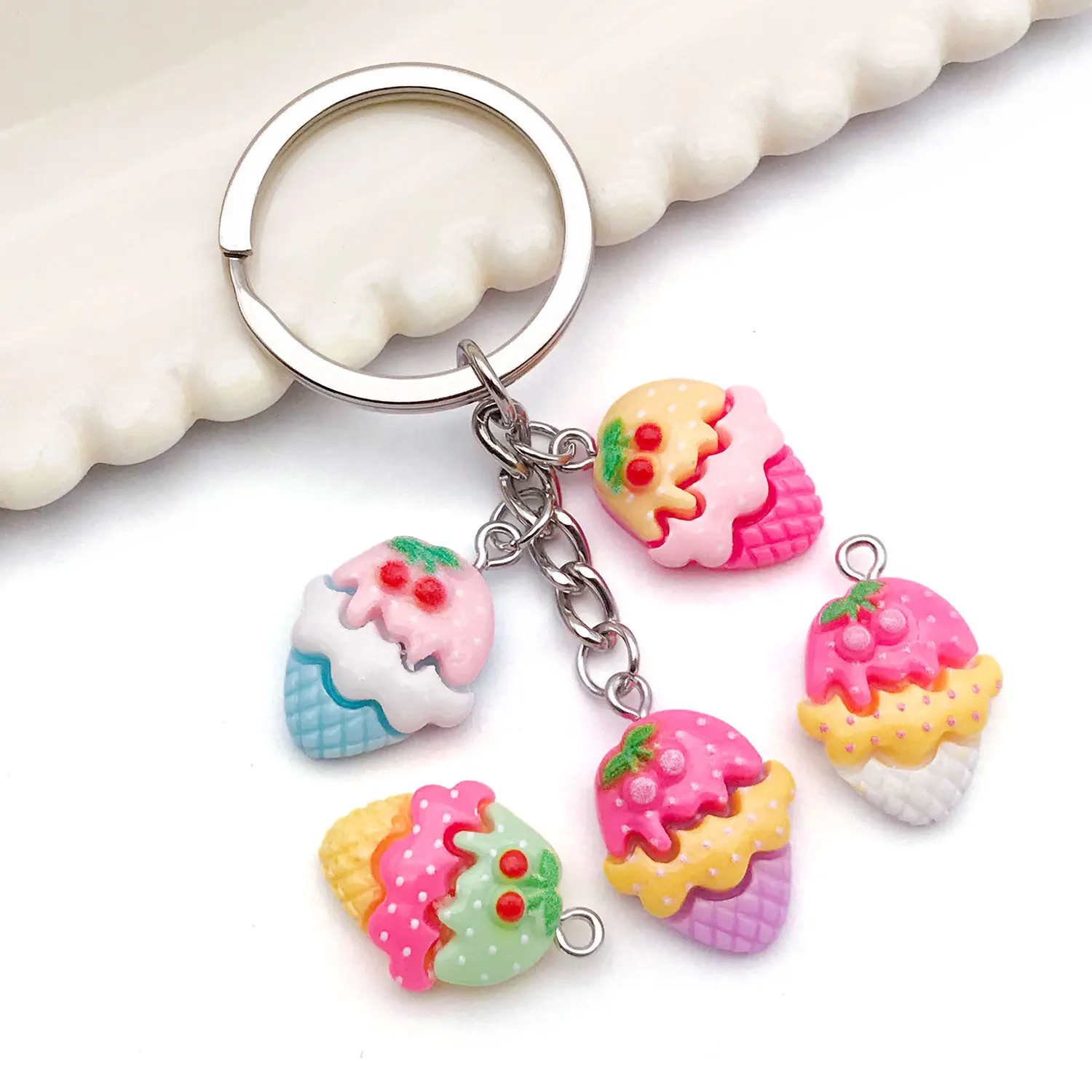 Cherry Ice Cream Charms Set - DIY Jewelry & Craft Embellishments