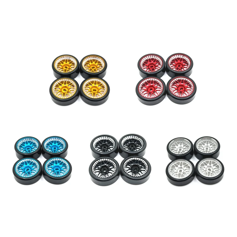 4 Pneumatici In Gomma Per Auto RC 1/28 | Mini Ruote Di Ricambio, Diametro 22mm, Larghezza 11mm, Per Modelli 6803 - 3
