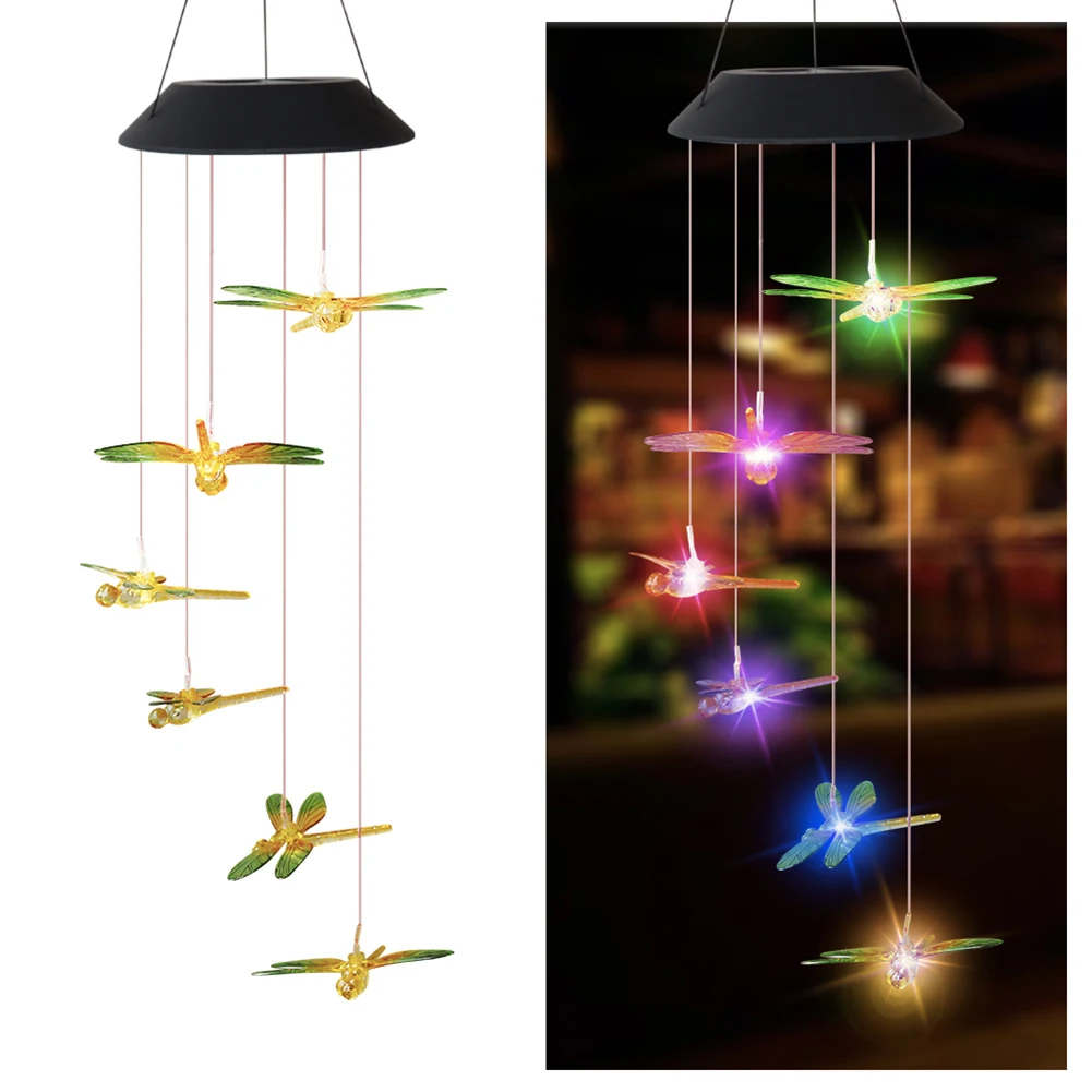 solar street light LED Solar Wind Chime Crystal Ball Hummingbird Wind Chime Light Color Changing Waterproof Hanging Solar Light For Home Garden decorative solar lights Solar Lamps