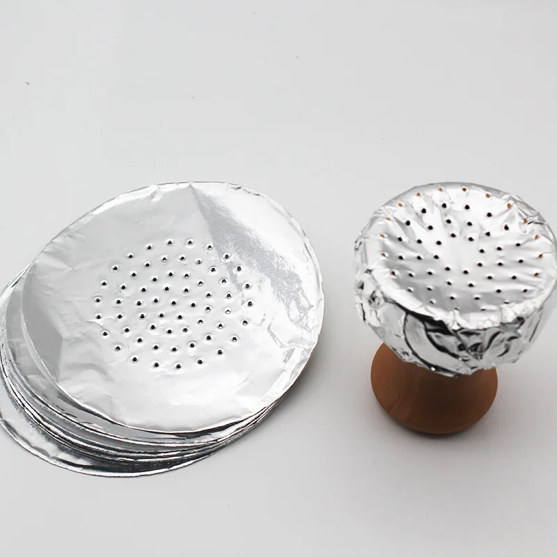 Hookah Accessories 50/100pcs Hookah Tinfoil 12cm Circular Perforated Tin Foil Arab Hookah Bowls