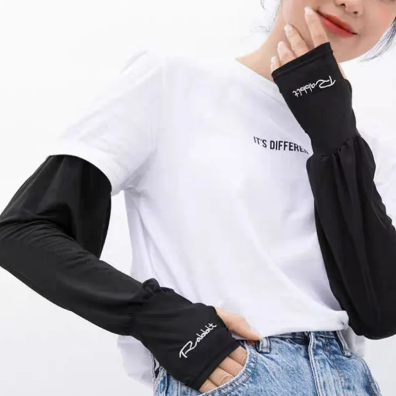 Summer Ice Silk Cuff Loose Sunscreen Windproof Dustproof Sleeves UV Protection Sweating Quick Drying Arm Cover Fingerless Sheath