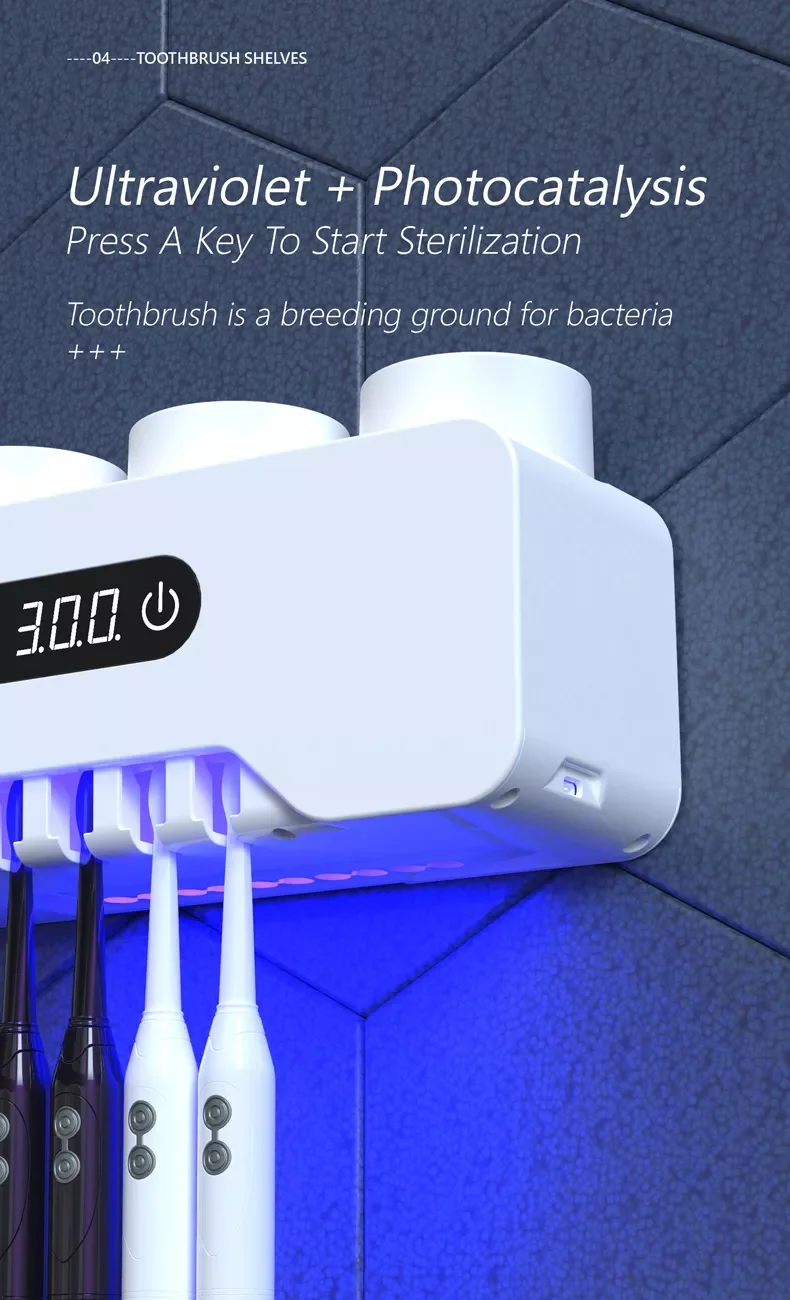 Wall Mounted Rechargeable Toothbrush Sanitizer Holder | Bathroom Accessories