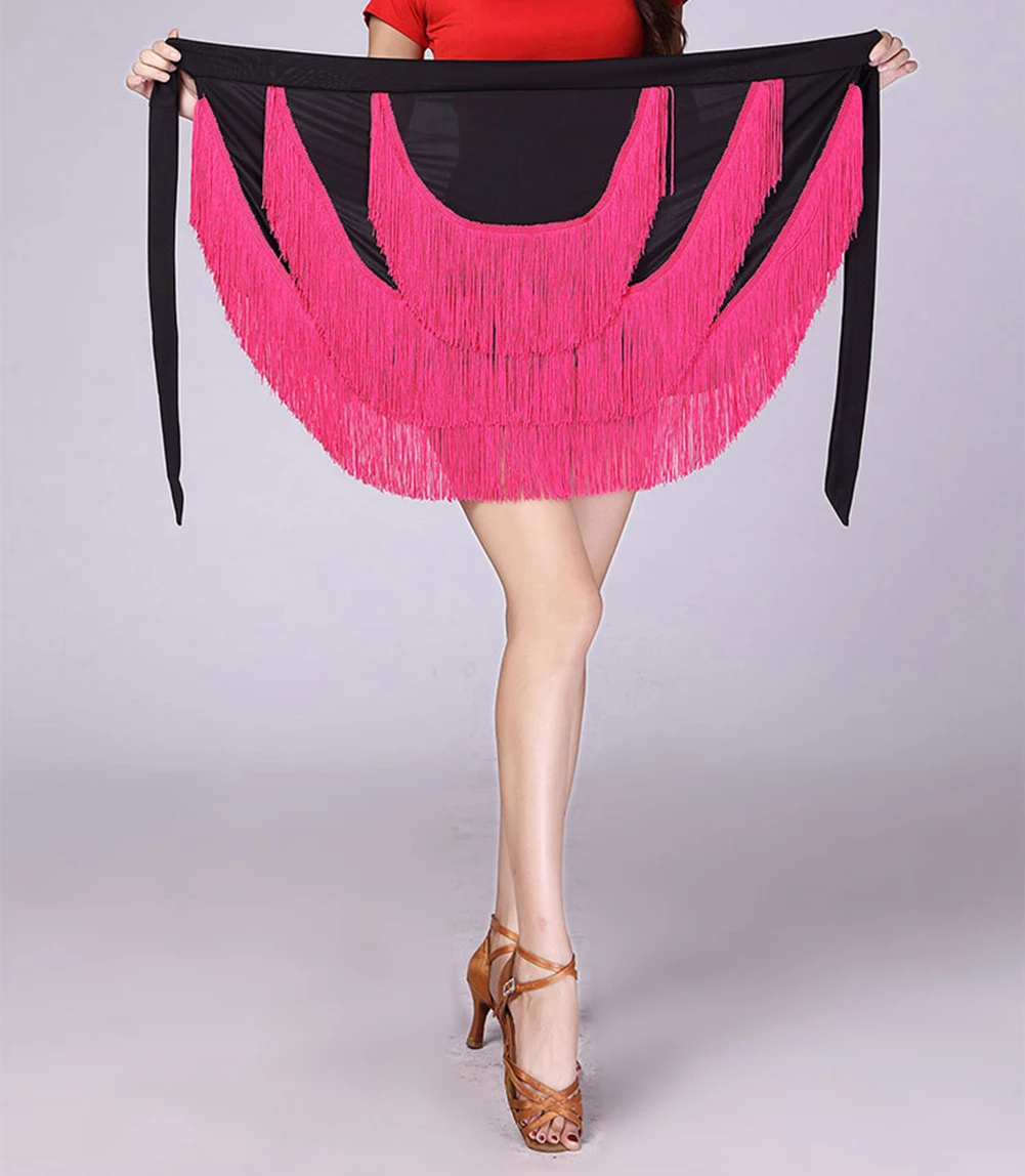 Dance Skirt Women Fringe Latin Dance Skirt Tassel Fringe Latin Dancing Skirt Practice Cloth Samba Tango Chacha Dancing Hip Scarf