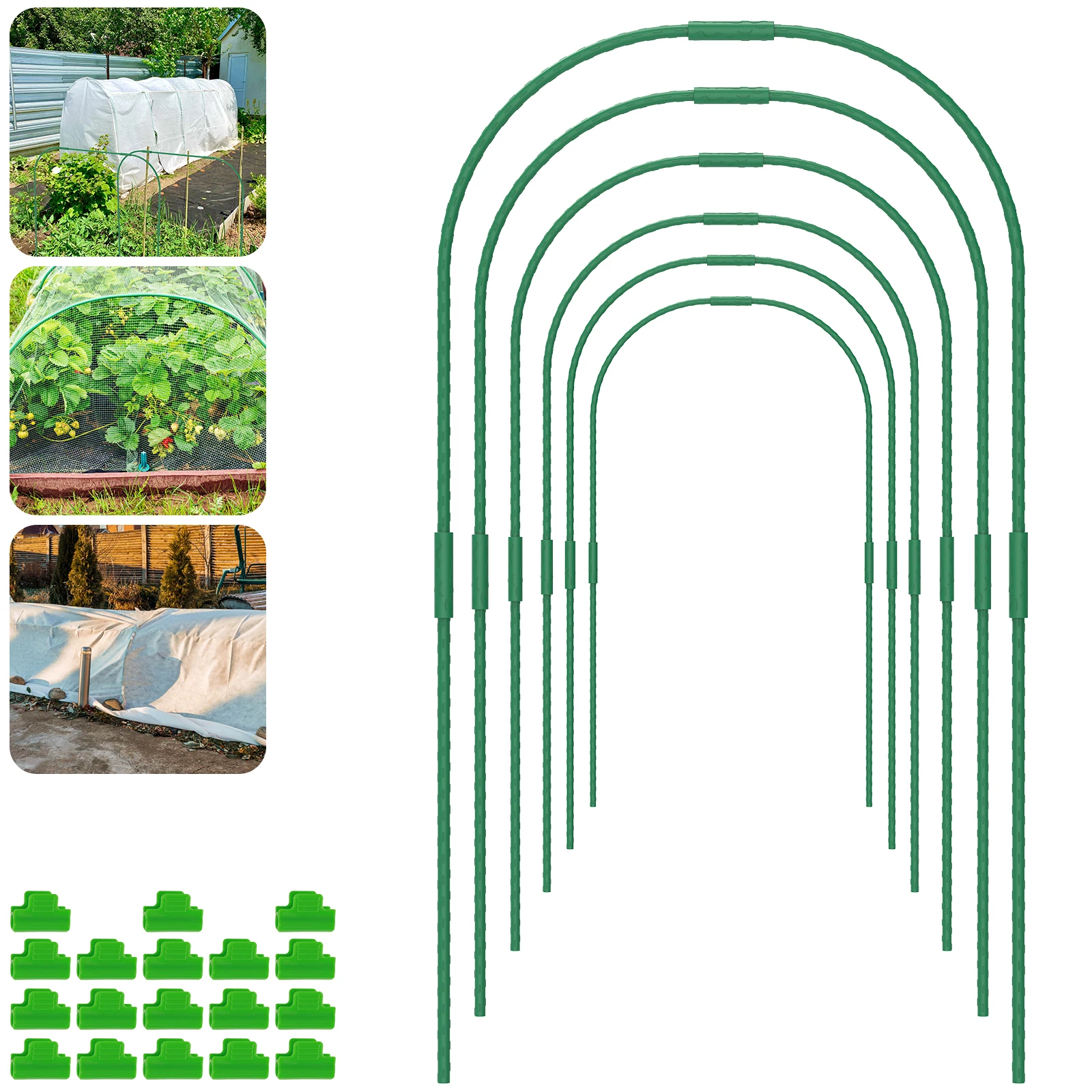 Greenhouse Hoop Grow Tunnel Kit Steel Greenhouse Support Hoop Frame DIY Garden Hoops Plastic Coated Plant Grow 60Pcs garden greenhouse hoops
