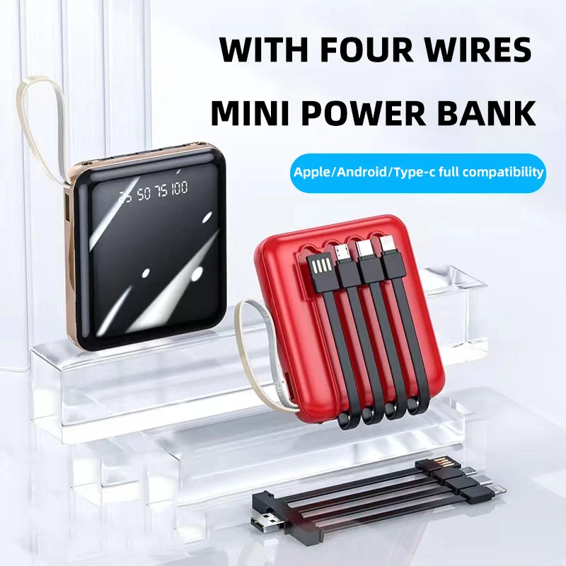20000mAh Large Capacity Power Bank Come With Four Wires Portable