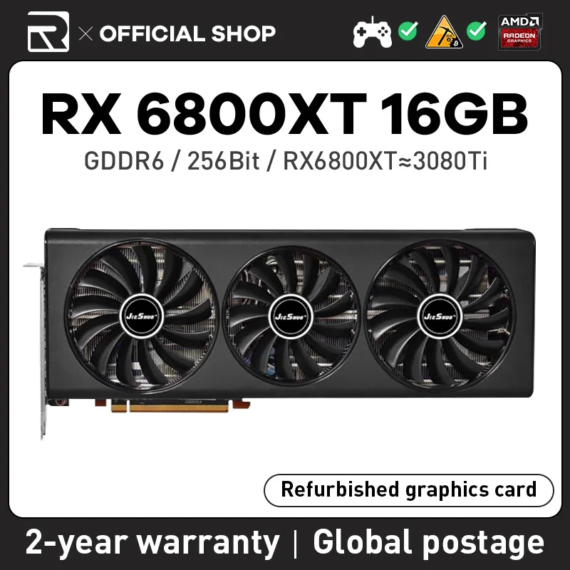 AMD JIESHUO RX 6800XT 16G Graphics Card Support For Computer Games With 256  bit GDDR6 r'x6800xt 16G Computer Video card