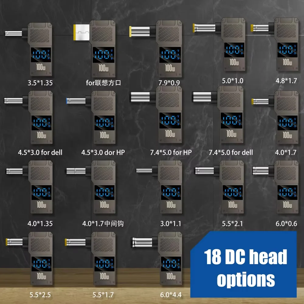 Convertidor de enchufe PD100W tipo C a CC, adaptador de carga para portátil USB C a CC, conector de cargador de energía para Lenovo Thinkplus HP DELL
