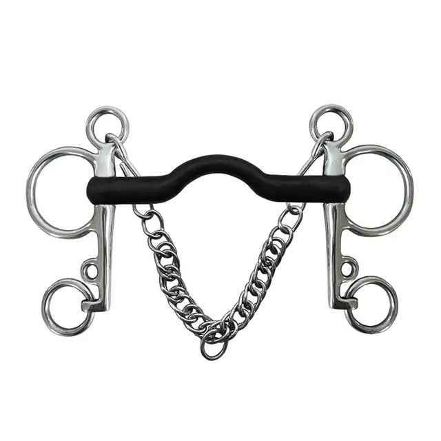 Horse Bit W/Curb Hooks Chain Harness for Training Equipment Equestrian 4