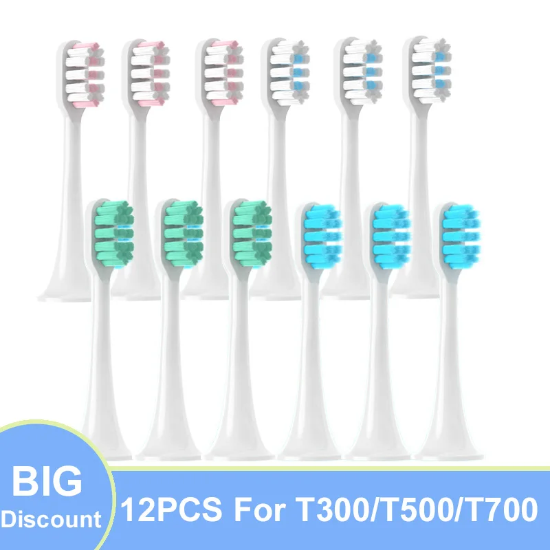 12PCS Copper Free Replacement Brush Heads For XIAOMI MIJIA T300/T500/T700 Sonic Electric Tooth Soft Bristle Vacuum Package for msg t500 303018774 09 914mm 14mm 1 0t