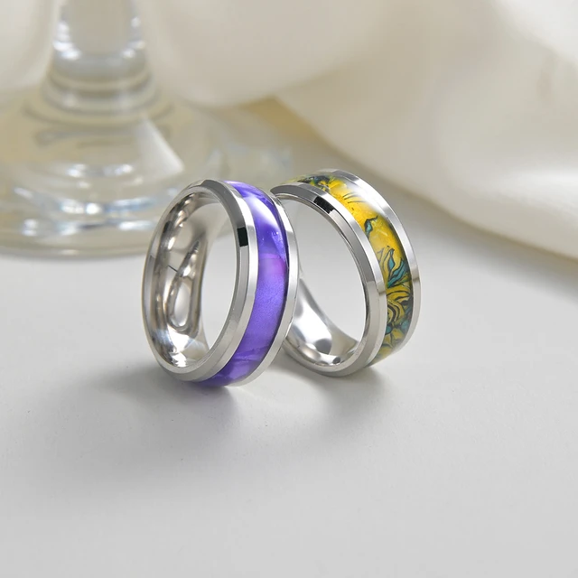 Anillos inteligentes de acero inoxidable para hombre y mujer, joyería que  cambia de Color y temperatura, no se decolora, regalo para pareja -  AliExpress