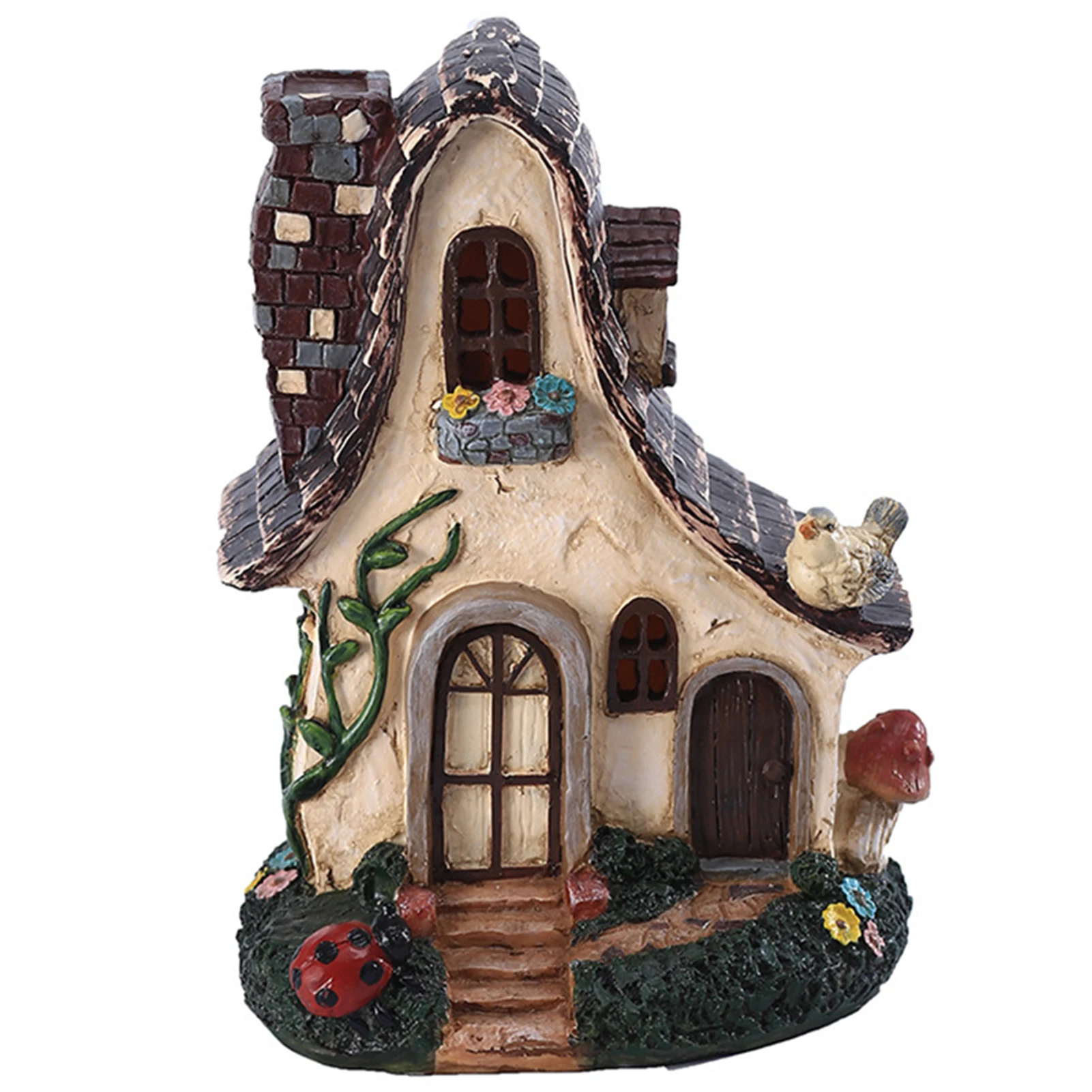 

Fairy Garden Ornament Small Dwarf Elf House Resin Statue Home Decor 20cm Garden Lawn Home Decor Seasonal Small